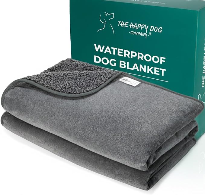 100% Waterproof Dog Blankets - Extra Large Dogs - Soft Fleece Washable Dog Blankets for Couch, Pet Blankets for Bed/Sofa/Dog Crate, Reversible Fluffy Furniture Protector, 47"x57", Dark Gray/Gray