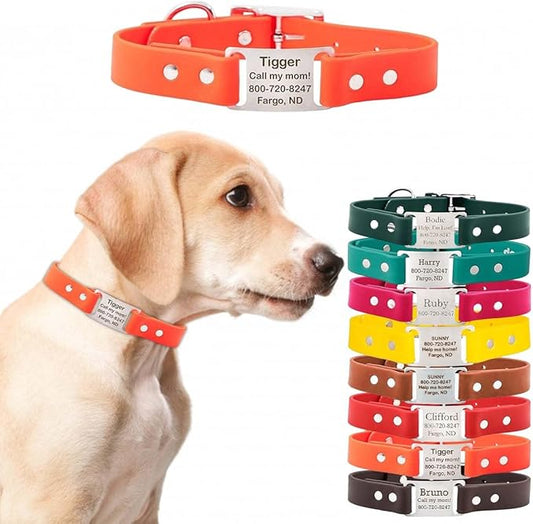 dogIDs Personalized Dog Collar – ScruffTag Custom Waterproof Biothane Dog Collar with Laser-Engraved Name, Durable & Odor-Resistant – USA Made | Blaze Orange, 5/8 in x 8 in (Fits Neck Sizes 7-9 in)