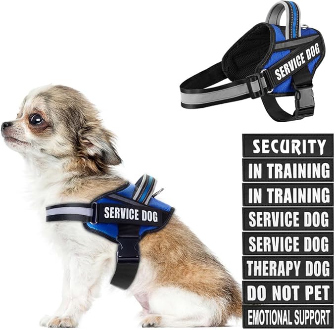 Dog Vest Harness and Patches Set, Animire in Training Service Dog Harness with 10 Dog Patches, Reflective Dog Vest with Handle for Small, Medium, Large, and Extra-Large Dogs