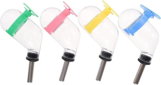 4Pcs Leakproof Hanging Water Bottles for Hamsters and Small Pets Stainless Steel Ball Valve Dispenser with Practical Cage Feeder for Rabbits Guinea Pigs and Rodents
