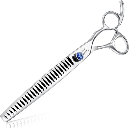 JASON 8" 26 Tooth Chunkers Shears for Dogs Ergonomic Cats Grooming Scissors Texturizing Blending Thinning Shear Pets Trimming Kit with Offset Handle Sharp Comfortable Scissor Christmas Gift