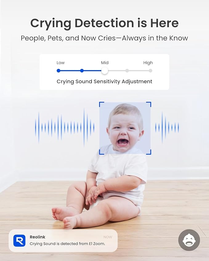 REOLINK Smart 4K UHD Pan & Tilt Dual-Band Wi-Fi 6 Indoor Security Camera with 3X Optical Zoom, Auto-Tracking, People/Pet Detection, Crying Sound Detection, Privacy Mode, Bluetooth Setup, E1 Zoom-Black