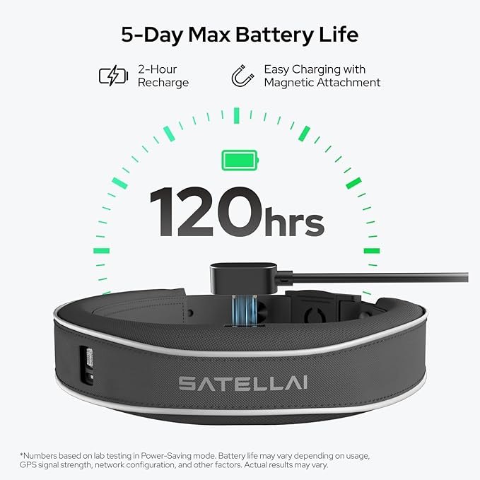 SATELLAI GPS Dog Collar, Blue [Free 1-Year Membership] The Most Advanced Dog Wireless Fences with AI Analysis, Precise Position, 5-Day Battery, and IP68 Waterproof, Flexible Virtual Fencing for Dogs