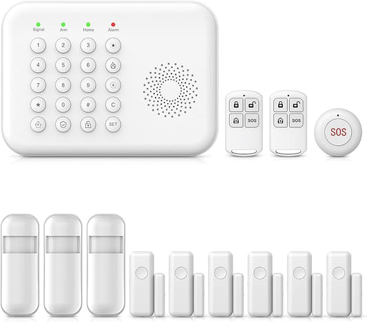 PGST Wireless Home Security System,DIY 4G/WiFi Home Alarm Systems,13 Pieces Kits with DIY Door and Motion Sensors,Phone APP Alerts,Work with Alexa,24/7 Real-time Monitoring for Home,Villa,Kids Safety