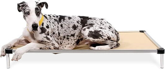 K9 Ballistics Chew Proof Elevated Outdoor Cooling Cot Bed for XX Large Dogs - Virtually Indestructible, Preassembled, Withstands Aggressive Chewers - XXL, Ripstop Sandstone
