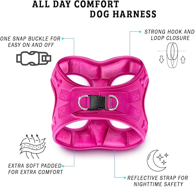 Comfort fit Step-in Dog & Puppy Harness - Comfortable All Weather Dog Vest Harness: Adjustable, Soft Padded, Easy to Put-on for Small, Medium-Sized Dogs (Plush Both Side Velvet)