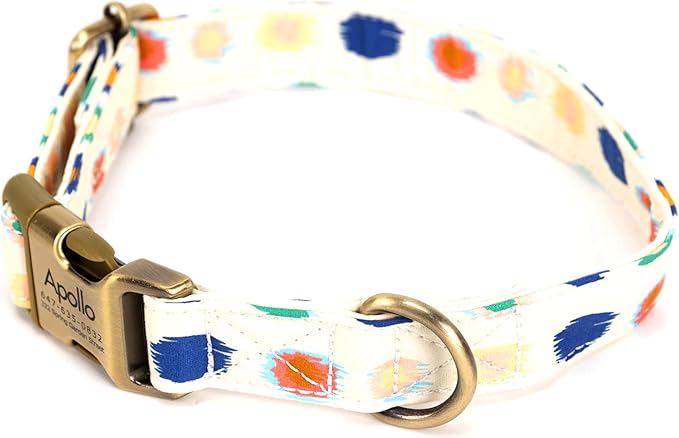 Personalized Dog Collar with Name and Phone Number Engraved,Adjustable Custom Puppy Collar,Organic Cotton Pet Collar for Small Medium Large Boy Girl Dogs