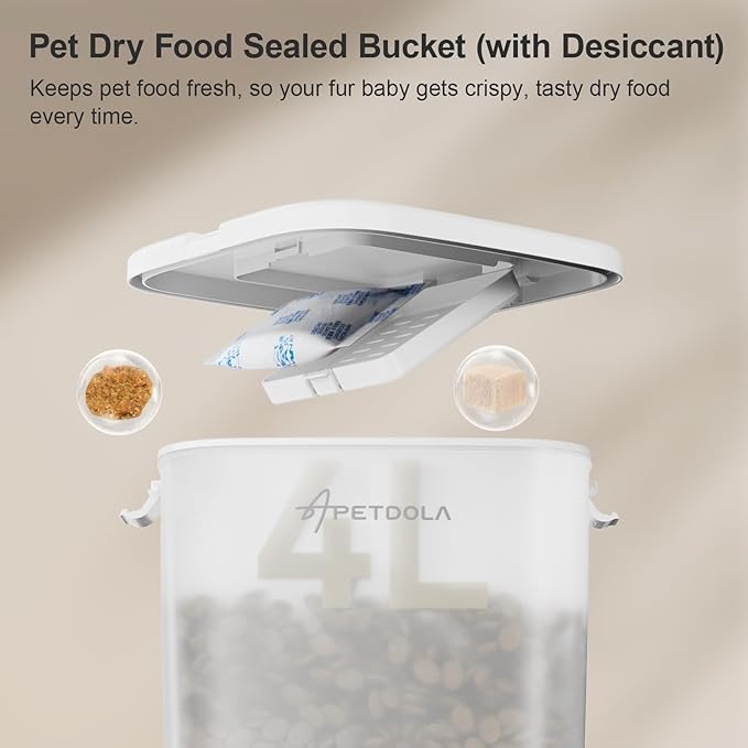 Automatic Cat Feeder, 4L/17Cups Timed Cat Dry Food Dispenser with Dual Power Supply, Programmable Portion Control, Auto Pet Feeder for Cats and Dogs