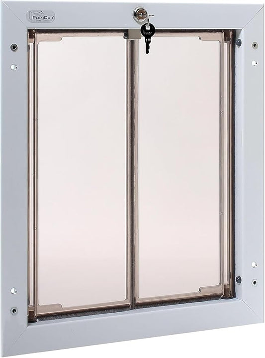 Plexidor Performance Door Mount Pet Doors - with Lock and Key - Energy Efficient Two Panel - White