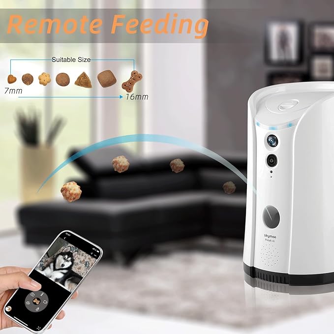 Dog Camera Treat Dispenser,WiFi Full HD Pet Camera with Two-Way Audio and Night Vision,Compatible with Alexa (2.4G WiFi ONLY) (Petalk AI)