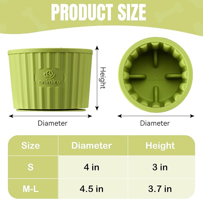 Dog Lick Bowl, Anxiety Relief Dog Licking Mat Freezer Treat Dispenser, Non-Slip Anti-Choking Silicone Slow Feeder Lick Bowl for Small Medium & Large Breed Dogs, BPA Free(Green,S)