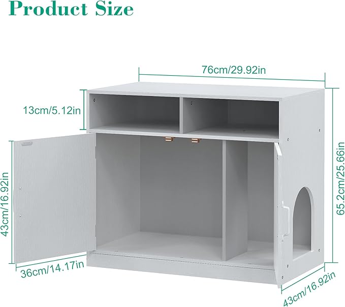 Cat Litter Box Enclosure Furniture Ultra-Large Wooden Enclosed Litter Box Furniture,2-Door Storage Cabinet, 2 Open Drawers, 1 Air Vents,Cat Litter Furniture Fit Most of Litter Box.
