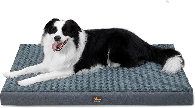 Extra Large Dog Bed for Dogs up to 90 lbs with Orthopedic Foam Waterproof Cover Removable and Washable Cover Fluffy Dog Crate Bed with Non-Slip Bottom