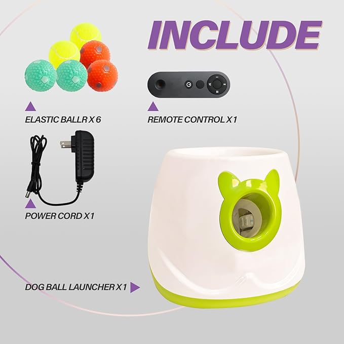 ptlsy Automatic Dog Ball Launcher Interactive Puppy Pet Ball Indoor Thrower Machine for Small and Medium Size Dogs, 3 Balls Included (2 inch) (White2, Remote)