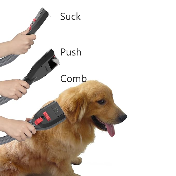 Pet Vacuum Grooming Brush and Shedding Kit for Dog/Cat Loose Hair, Professional Accessories Remover for Pet's Undercoat Fur