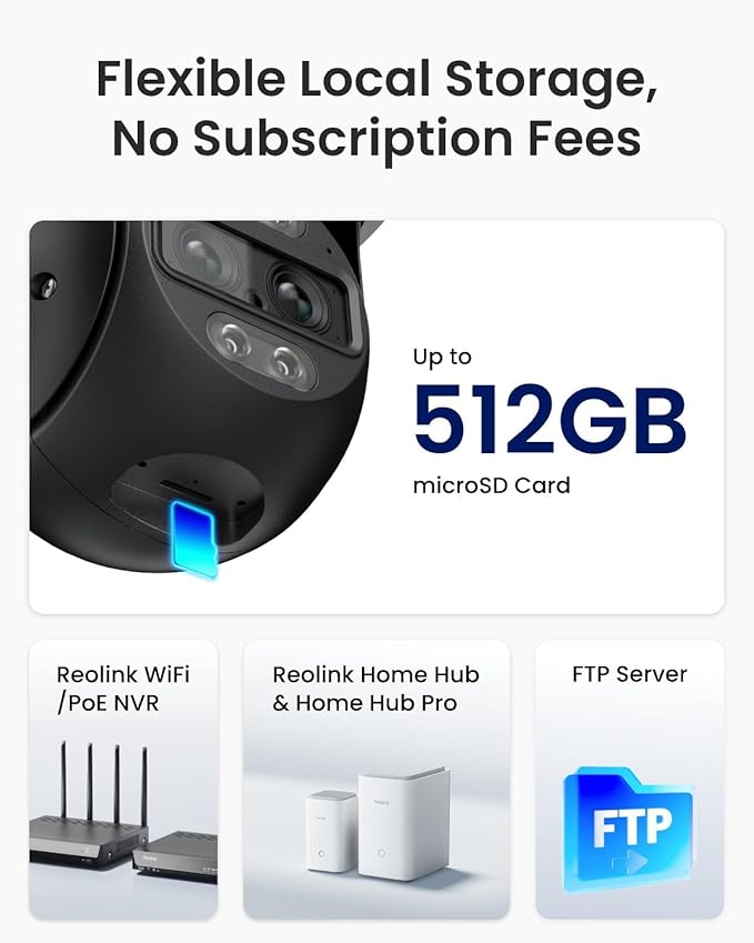 REOLINK 4K Wired WiFi Outdoor Camera, 8MP Dual Lens Security Camera, 360 PTZ Camera Auto Tracking, 2.4/5GHz Wi-Fi Smart Person/Vehicle Detection, 6X Hybrid Zoom, Color Night Vision, TrackMix WiFi