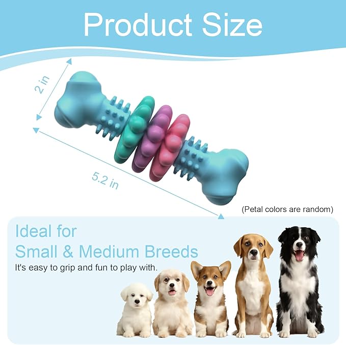 Puppy Chew Toys for Teething, Indestructible Dog Chew Toys for Aggressive Chewers - Small & Medium Breeds, Tough Rubber Bone Puppy Toys to Keep Them Busy & Relieve Anxiety