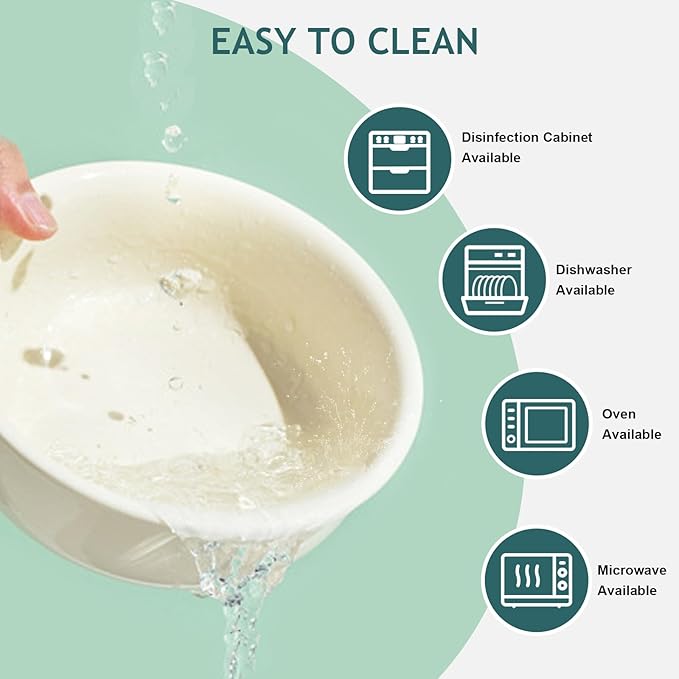 Elevated Ceramic Dog Bowls, Porcelain Raised Dog Bowl with Anti-Slip Stand, Pet Feeding Dishes for Medium Sized Dogs, Pet Feeder Bowl Set for Food and Water (6.3" Tall-28oz-Cream White)