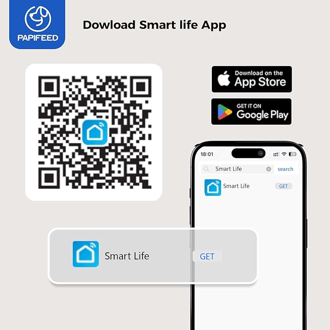 PAPIFEED 3L Automatic Cat Feeder and External Camera, 2.4G WiFi Auto Pet Feeder with App Control and Dual Power Supply, 1080P HD Video with Enhanced IR Night Vision, Two-Way Voice Call Camera, Blue