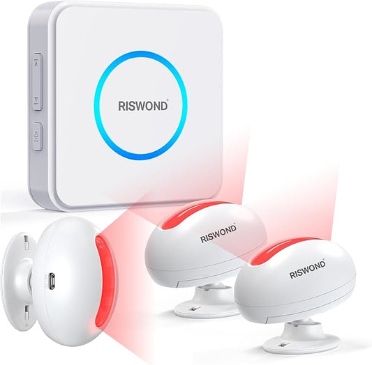 Motion Sensor Door Chime, Wireless Motion Detector Alarm Indoor, Business Entry Alert Bell with Buzzer, Doorbell for Home/Garage Door/Store, USB/Battery Powered,1 Receiver +3 Sensors