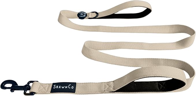 ShawnCo Dream Walk Dog Leash- Premium, Nylon Pet Leash with Soft Neoprene Handle for Small, Medium and Large Dogs (Driftwood, M/L 6FT w/ 2 Handles)