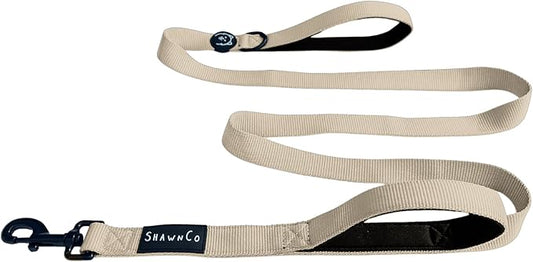 ShawnCo Dream Walk Dog Leash- Premium, Nylon Pet Leash with Soft Neoprene Handle for Small, Medium and Large Dogs (Driftwood, M/L 6FT w/ 2 Handles)