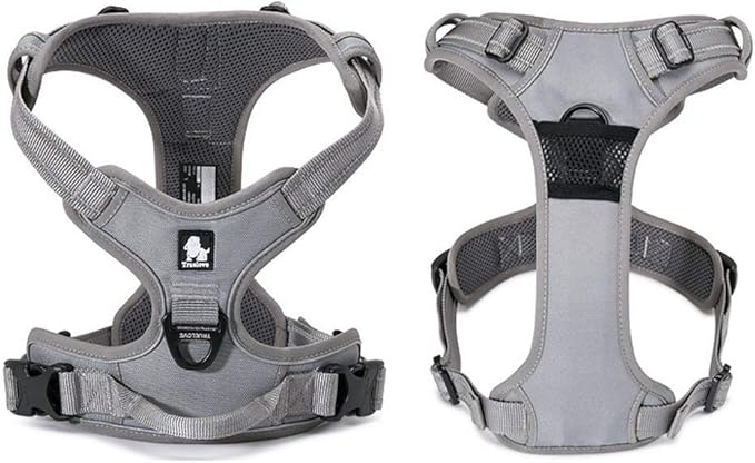 TRUE LOVE Adjustable No-Pull Dog Harness Reflective Pup Vest Harnesses Comfortable Control Brilliant Colors Truelove TLH5651(Gray,S)