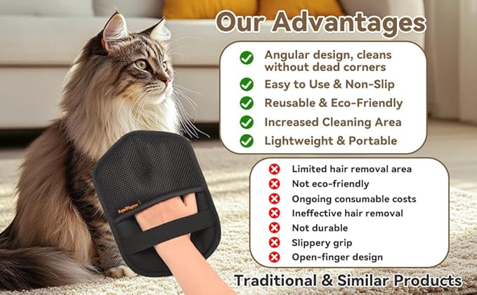 Washable Reusable Pet Hair Remover Glove for Dog & Cat Hair – Electrostatic Fur Removal Tool for Laundry, Clothes, Sofa, Carpet & Car Seats – Easy Clean Lint Remover for Pet Owners