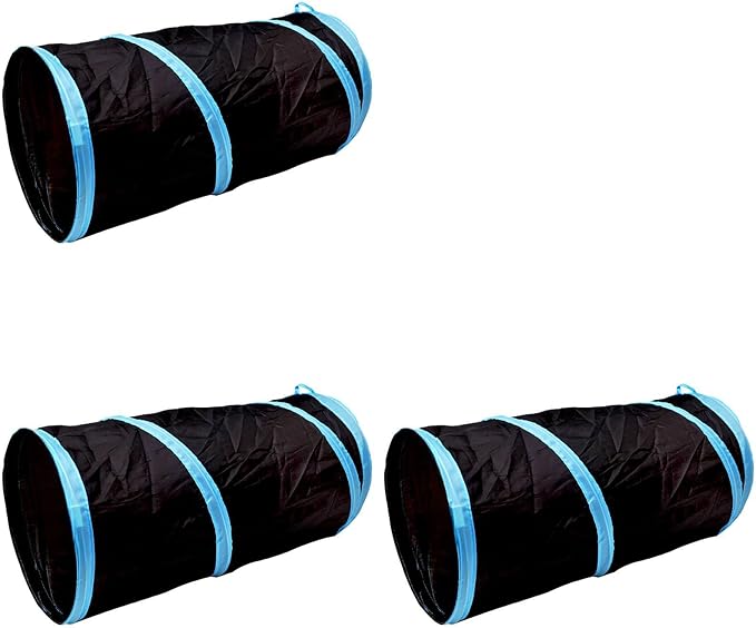 Foldable Spiral Cat Tunnel - Ideal Indoor Toy for Small Cats, Kittens, and Rabbits - Collapsible Tube for Interactive Play and Outdoor Fun - Pet Activity Toy Black 20" 3 Pcs