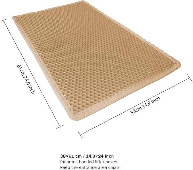 Cat Litter Mat, Cat Litter Trapping Mat, 24''x 14.9''Inch, Double Layer Waterproof Proof Litter Box mat, Non-Slip Design, Reduces Litter Scatter, Easy to Clean, Beige