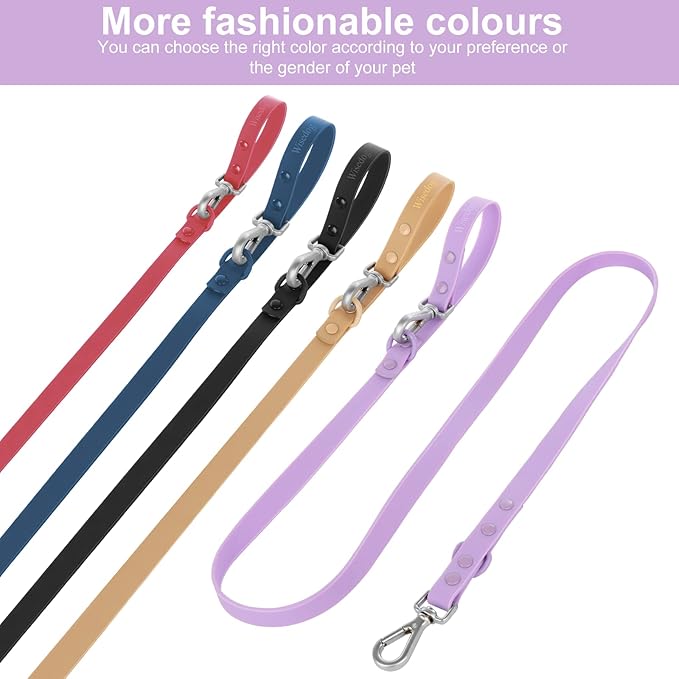 Wisedog Waterproof Dog Leash – 5ft/6ft Adjustable with 2 Metal Swivel Hooks, Easy to Clean Dog Leashes for Small, Medium, Large Breed Dogs (Lilac L)