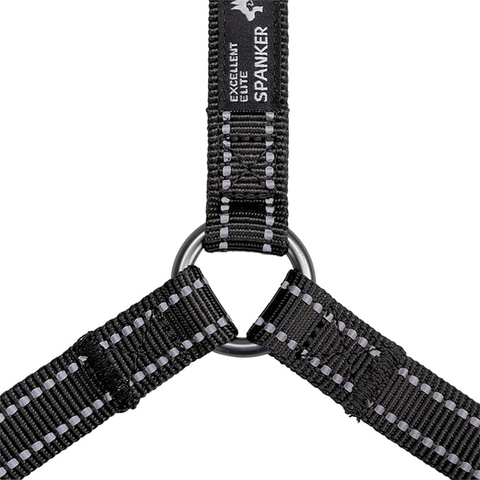 EXCELLENT ELITE SPANKER No Pull Dog Harness Reflective Nylon Vest L-Shaped Adjustable Easy Pet Harness for Small Medium Large Breeds Dogs Walking Training Black Red(Black-M)