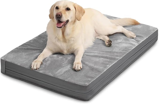 Waterproof XXXL Dog Beds Large Sized Dogs, Orthopedic Washable Crate Pad 54 inch, Jumbo XXXLarge Foam Pet Bed with Removable Cover Reversible, Anti-Slip Kennel Pad, 53"x36", Gray