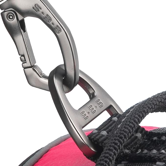 EXCELLENT ELITE SPANKER Nylon Reflective Dog Harness Adjustable No Pull Lightweight EVA Padded Vest Nameplate-Front Clip Service Dog Harness with Buckle for Medium Large Dogs (Red, L)