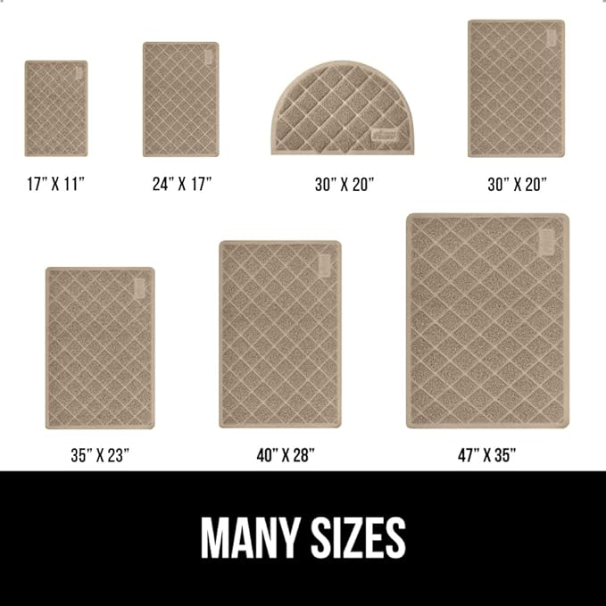 GORILLA GRIP Cat Litter Box Mat, 40x28, Water Resistant, US Designed Kitty Litter Trapping Mats, Easy to Clean, Scatter Control, Less Mess and Clean Floors, Kitten Supplies for Indoor Cats, Beige