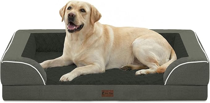 Orthopedic XL Dog Beds, Waterproof Memory Foam Big Pet Bed for Extra Large Sized Dogs 45x35Inch, Non-Slip Bottom and Egg-Crate Foam Dog Couch Bed with Washable Removable Cover, Dark Green