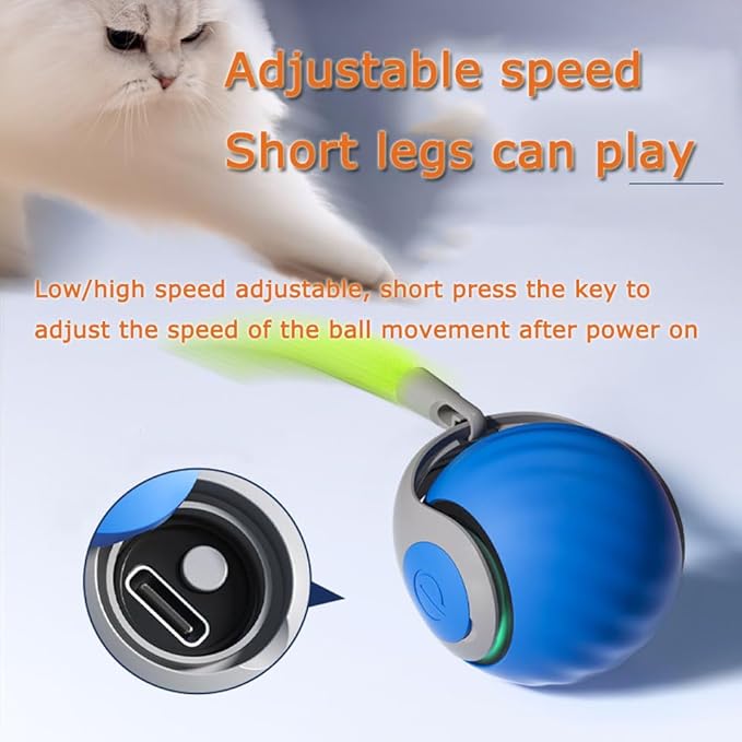 Speedy 2.0 Tail Cat Toys for Bored Indoor Adult Cats,2025 New Generation Interactive Cat Toys for Indoor Cats,Automatic Moving Ball with Tail,Cat, Orange