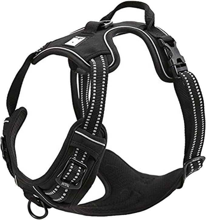 TRUE LOVE Adjustable No-Pull Dog Harness Reflective Pup Vest Harnesses Comfortable Control Brilliant Colors TLH5651(Black,XL)