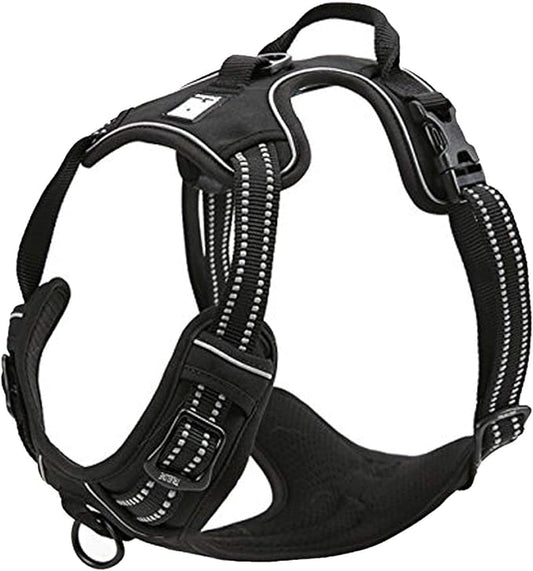 TRUE LOVE Adjustable No-Pull Dog Harness Reflective Pup Vest Harnesses Comfortable Control Brilliant Colors TLH5651(Black,L)