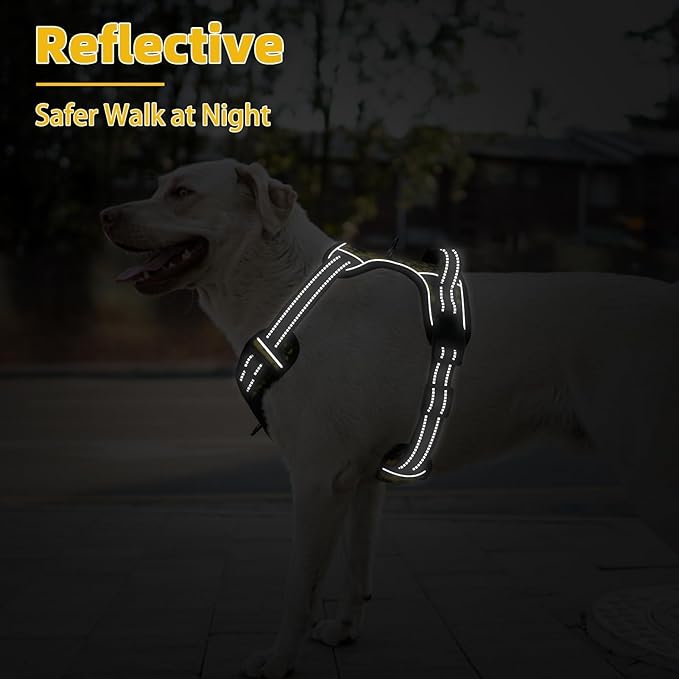 PUPTECK No Pull Dog Harness Medium Sized, Adjustable Reflective Dog Harness with Handle Easy Control, Comfortable Soft Padded Pet Vest Harness for Medium Dogs, Sunflower M