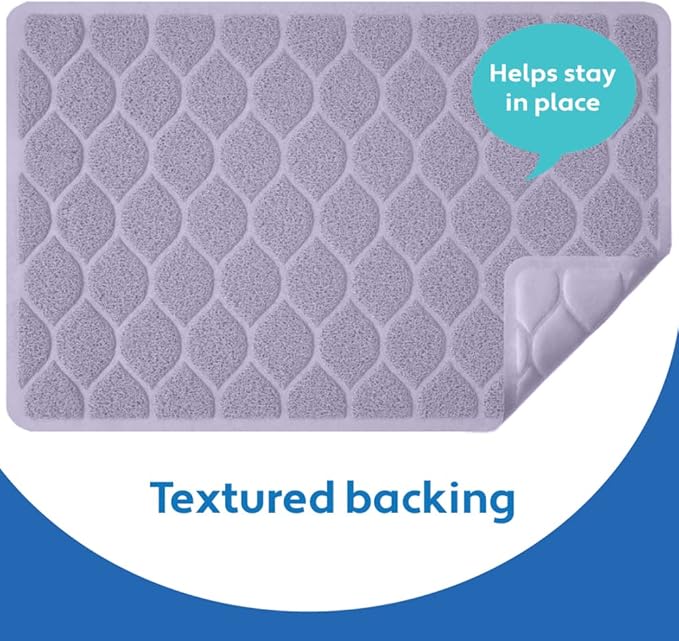 MIGHTY MONKEY Waterproof BPA Free Cat Litter Box Trapping Mat, Easy Clean Floors, Textured Backing, Soft on Sensitive Kitty Paws, Cats Accessories, Less Waste, Stays in Place, 35x23, Purple