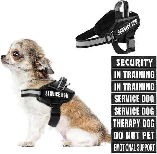 Dog Vest Harness and Patches Set, Animire in Training Service Dog Harness with 10 Dog Patches, Reflective Dog Vest with Handle for Small, Medium, Large, and Extra-Large Dogs