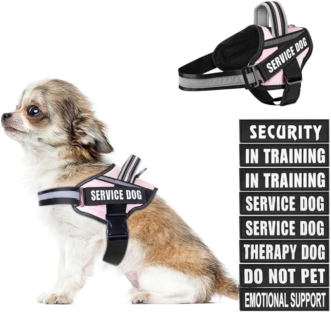 Dog Vest Harness and Patches Set, Animire in Training Service Dog Harness with 10 Dog Patches, Reflective Dog Vest with Handle for Small, Medium, Large, and Extra-Large Dogs