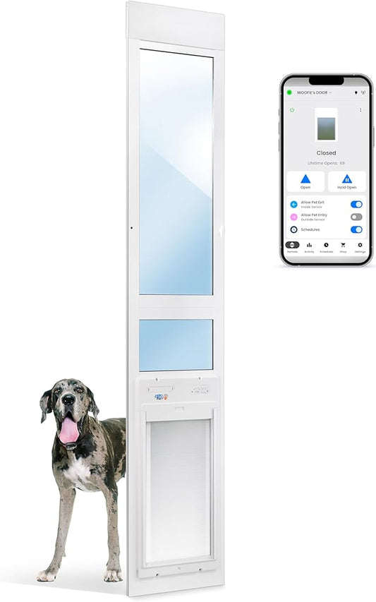 Power Pet Automatic ROLL UP Door by High Tech Pet Brand - Motorized Panel Rolls Up - Pet Operated - Remote App Control - 24/7 Exit & Entry Timers (Patio Tall - 92½-96, X-Large)