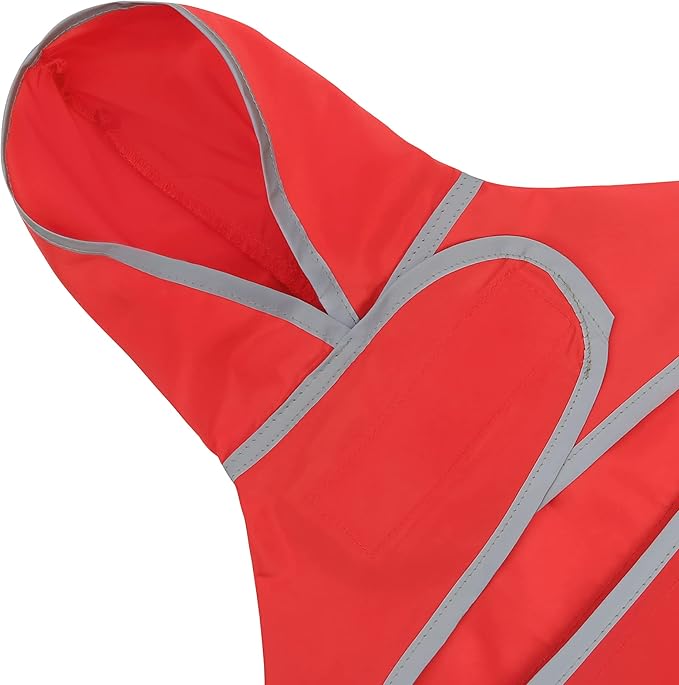 Dog Raincoats for Large Dogs Waterproof Hooded Rain Jacket with Reflective Strips Leash Hole & Poncho Adjustable Fit (Red,XL)