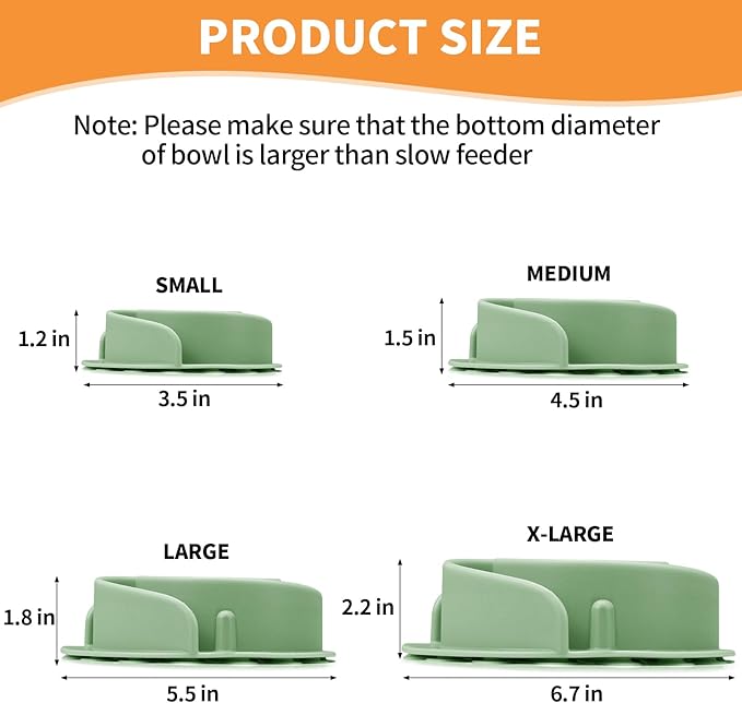 Slow Feeder Dog Bowls Insert, Bestalk Soft Silicone Slow Eating Feeder Insert with Suction Cups for Small, Medium and Large Dogs, Fit into Basic and Elevated Dog Bowls, Green