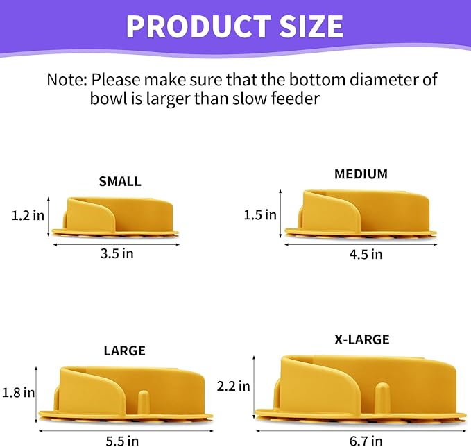 Slow Feeder Dog Bowls Insert, Animire Soft Silicone Slow Eating Dog Food Bowl for Small, Medium and Large Dogs, Compatible with Regular and Elevated Bowls