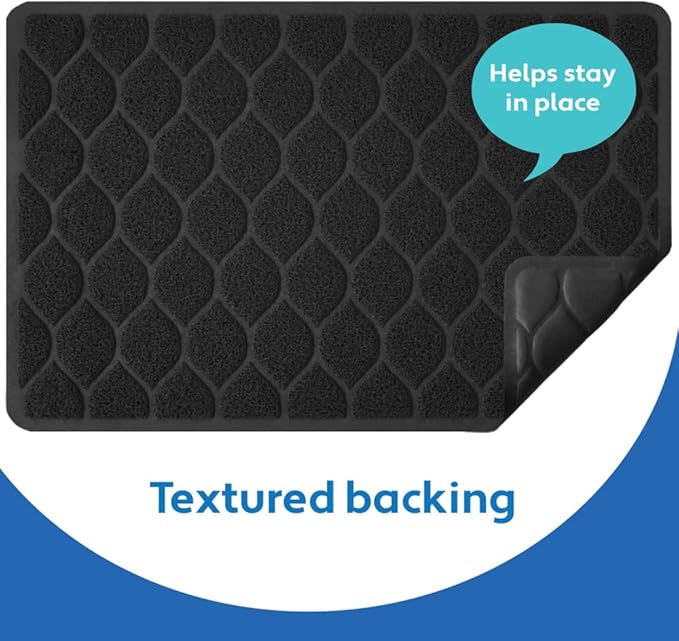 MIGHTY MONKEY Waterproof BPA Free Cat Litter Box Trapping Mat, Easy Clean Floors, Textured Backing, Soft on Sensitive Kitty Paws, Cats Accessories, Less Waste, Stays in Place, 24x17, Black