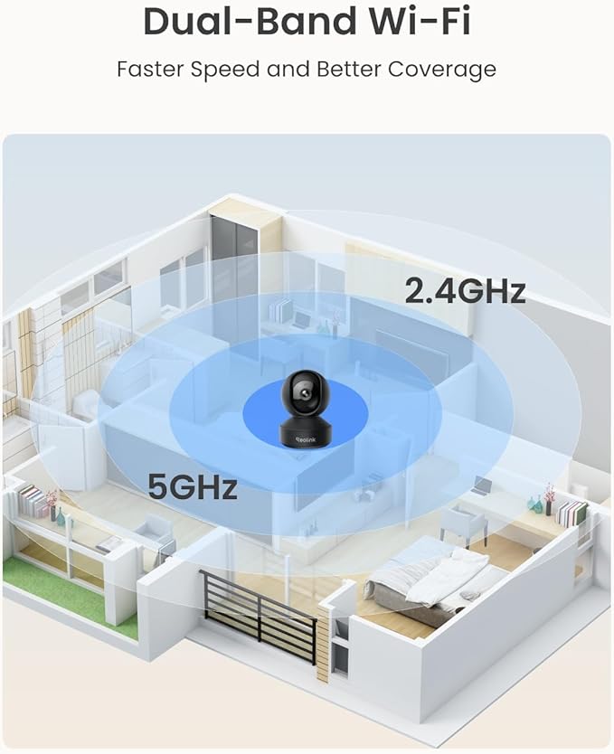 REOLINK E1 Pro(Black) 3K PT Wi-Fi Indoor Camera for Baby & Pet Monitoring, Auto Tracking, 5MP Night Vision Enhanced by F1.6 Aperture, Person/Pet/Baby Crying Detection, 2.4/5GHz Wi-Fi, Two-Way Audio