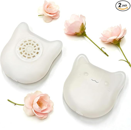 NewKe Pet Odor Deodorizer for Cumrige Self Cleaning Litter Box, Odor Eliminator Compatible with Fumoi Automatic Cat Litter Box, Camellia Flower Scent, Cute Cat Shaped Design, Fragrance Refills, 2 Pack